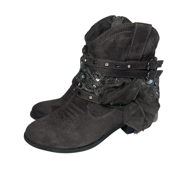 Not Rated Midas Gray Embellished Cowgirl  Boots Women's Size 6 - Picture 3 of 9